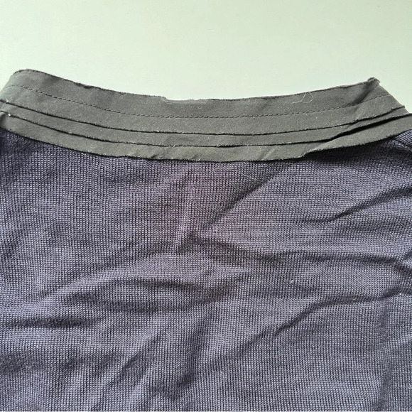 BCBG MaxAzria Blue Black Dress Ruffle V Neck Silk Knit Sweater Dark Academia XXS - Picture 12 of 14